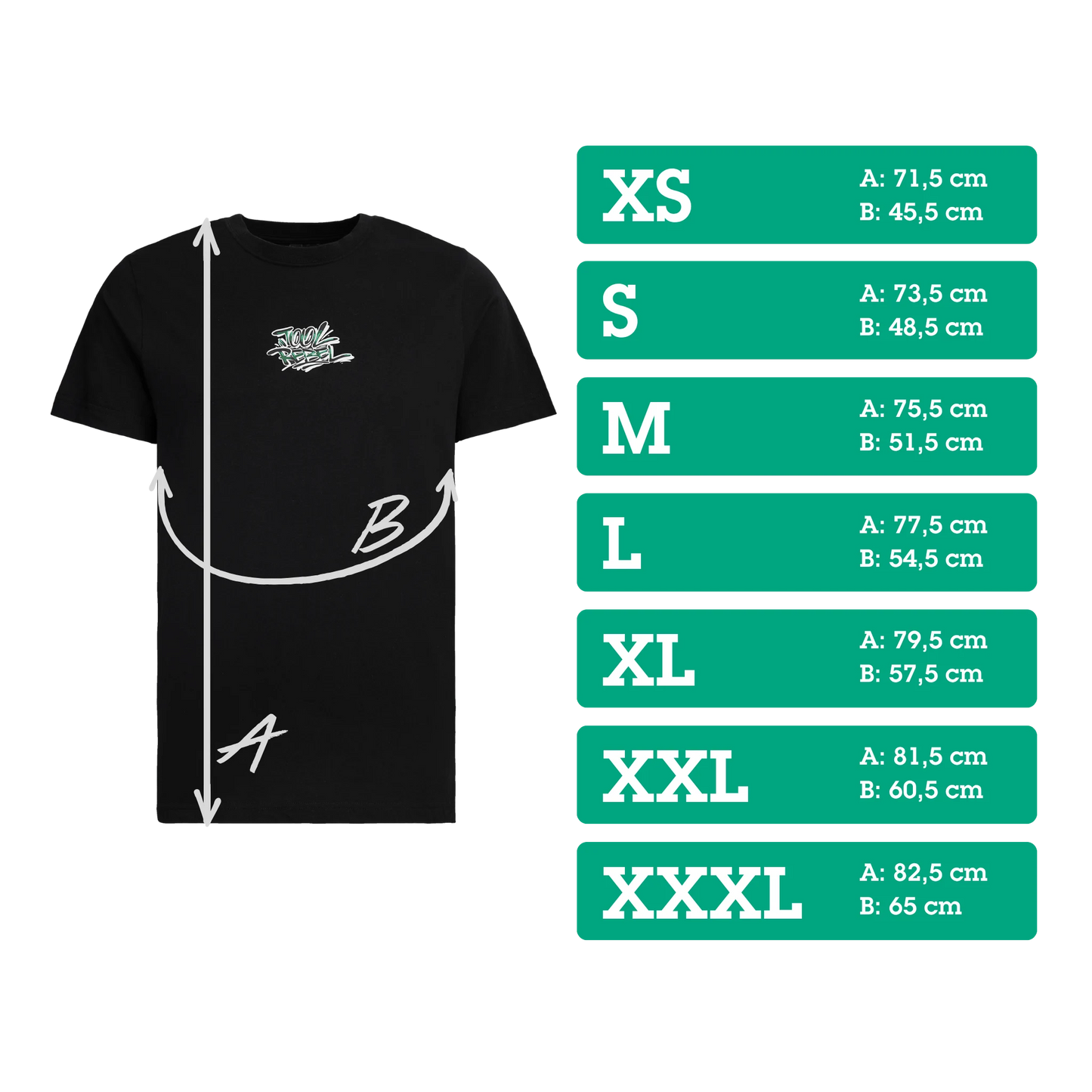 Wera Tool Rebel T-Shirt mit Graffiti Sizechart