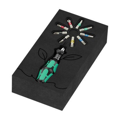 Wera Tool Rebel Shop Geschenk Set Blume Schaum ohne Verpackung mit Handhalter und Bits