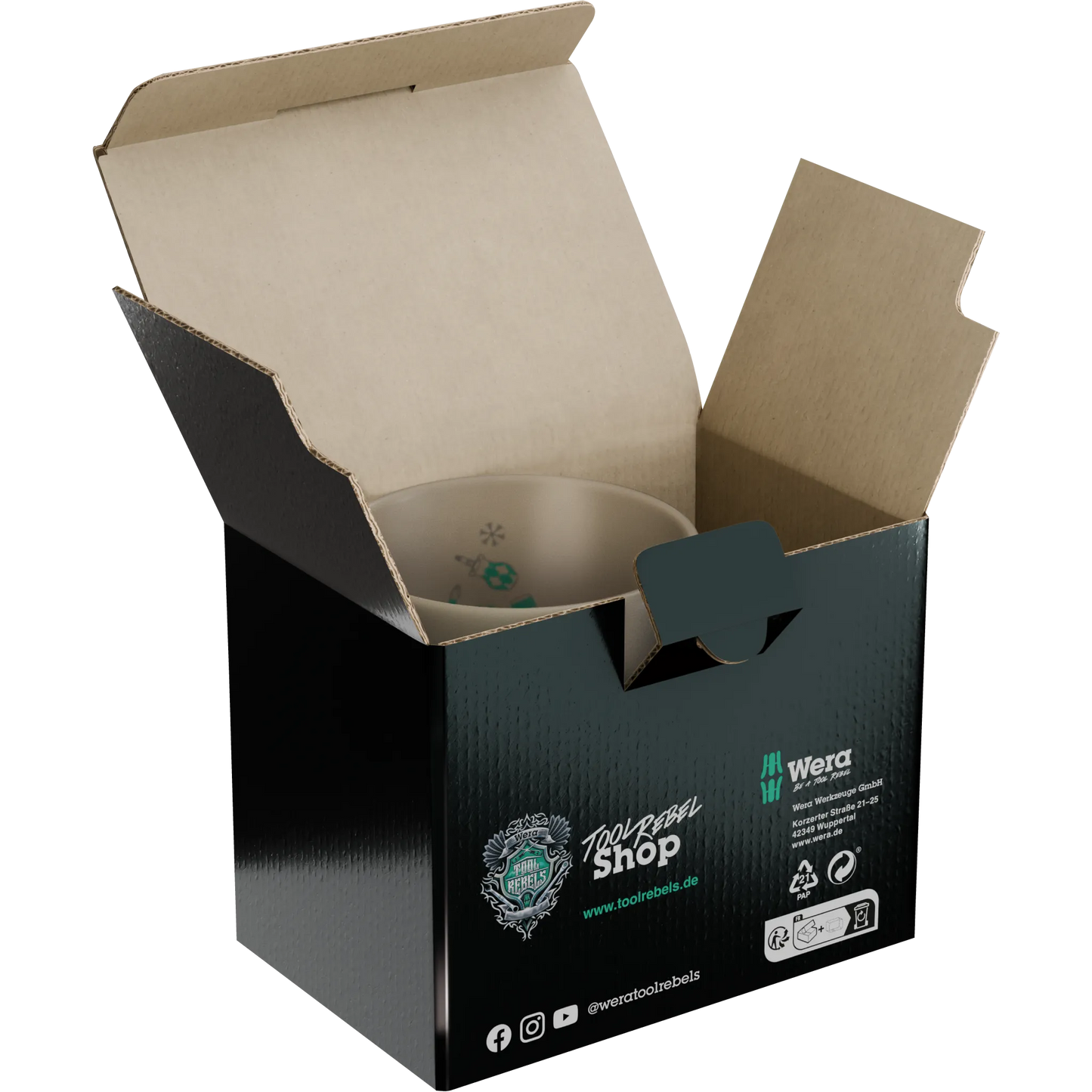 Wera Tool Rebel Shop Glühweintasse Produktbild  Verpackung Karton 