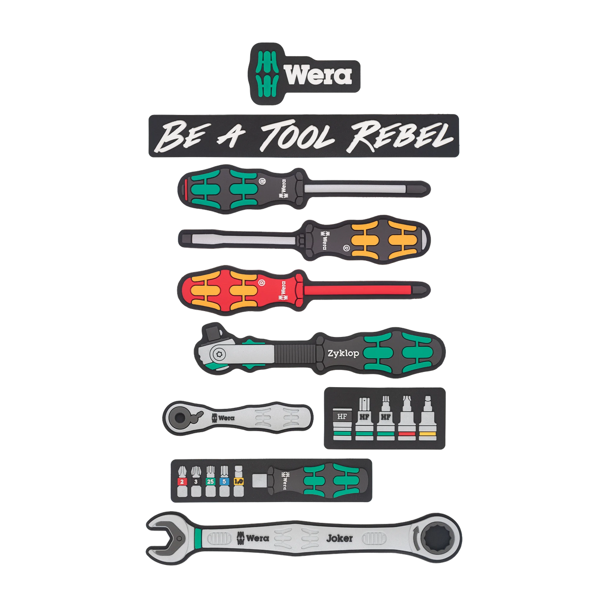 Wera Magnet Set mit 10 Tool Rebel Motiven