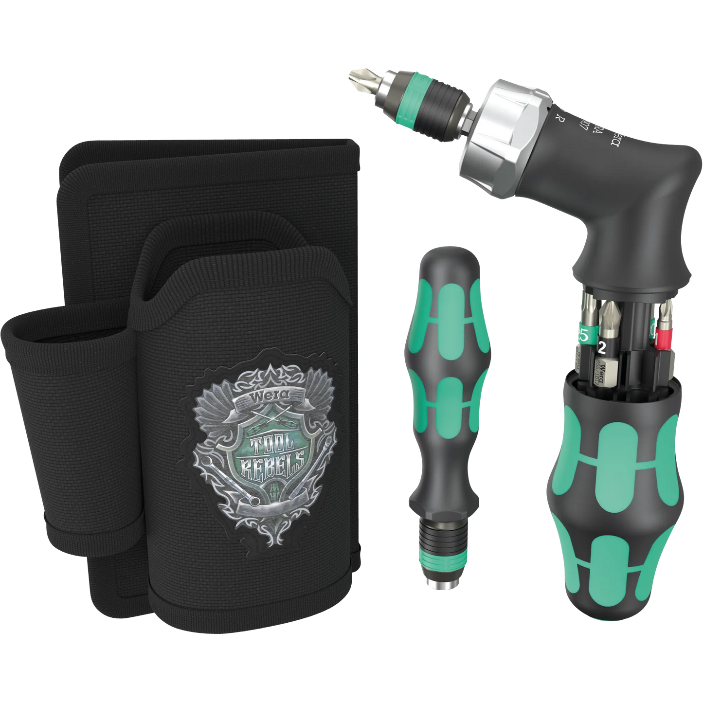 Wera Tool Rebel Pistol Set Schraubendreher Pistolengriff Ratsche mit Holster, Bits und Handhalter