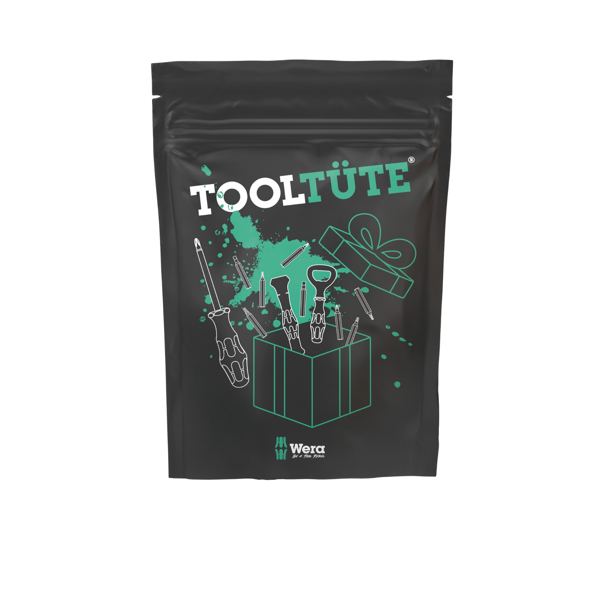 Wera Tool Tüte 4.0 in schwarzer blickdichter Verpackung mit grünem Design
